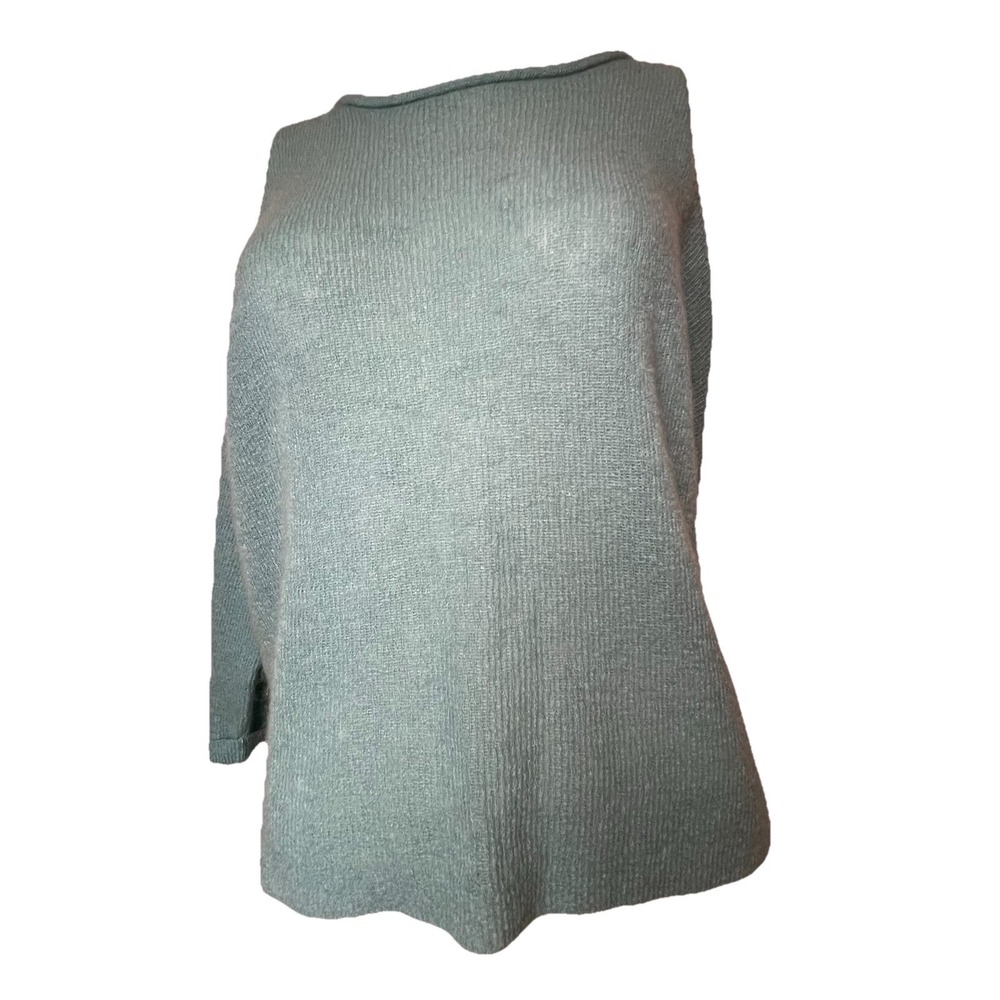 Aldo Martins Aqua Round Neck Mohair Blend Lightweight Knit Sweater